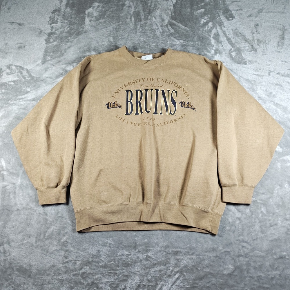 Vintage UCLA Bruins Sweatshirt Large Brown Pullover 90s Football NCAA Preppy